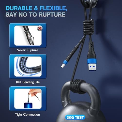 MFi Certified 6 Ft Lightning Charging Cable for i Phone – 3 Pack Fast Charging USB Cord, Durable Design for Enhanced Compatibility with i Phone 12/11/XS/Max/XR/X/8/8 P/7 P/6 & i Pad – Seamless Power-Up Experience