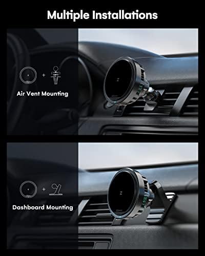 Revolutionary ICEBLOCK 15 W Magnetic Wireless Car Charger Mount for i Phone 13 Pro Max – Mag-Safe Compatible, Hands-Free Convenience, Rapid Charging, and Adjustable Viewing Angles for Ultimate Driving Experience