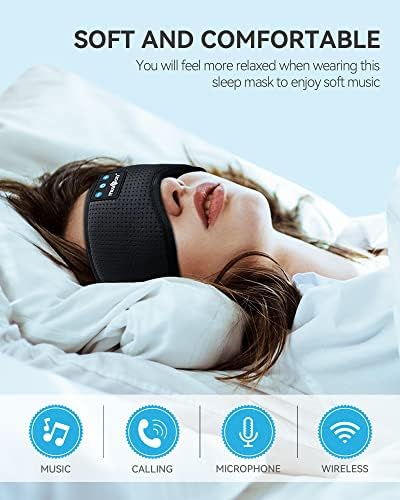 Transform Your Sleep Experience with the MUSICOZY Bluetooth Sleep Mask – Premium Wireless Eye Cover Featuring Built-In Earbuds for Ultimate Comfort, Perfect for Side Sleepers, Office Relaxation, and Travel – Advanced Bluetooth 5.4 Connectivity for Effortless Pairing and High-Quality Sound, Ideal Tech Gift for Anyone Seeking Restful Slumber.
