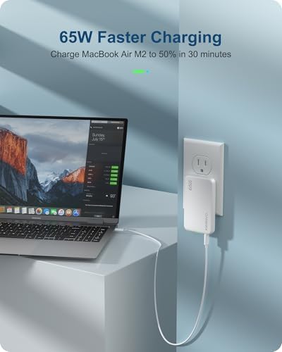 Sleek Purple 65 W Ga N Multi-Port USB Wall Charger – Ultra-Slim Travel Adapter with Dual Type-C & USB-A Ports for Rapid Charging of Mac Book Pro, i Phone 16/15/14, i Pad Pro, and Pixelbook – Compact, Stylish, and Versatile Power Solution for All Devices