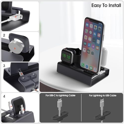 Revolutionize Your Charging Experience with CENSTECH’s 3-in-1 Aluminum Docking Station – Compatible with All i Phone Models 1-14, Every Apple Watch Series, and Air Pods – Space-Saving Stand with Nightstand Mode for Effortless Access – Quick and Reliable Charging Solution for Modern Apple Enthusiasts – Durable, Sleek Design Perfect for Home and Office Environments – Organize and Enhance Your Space While Enjoying Fast Charging Efficiency!