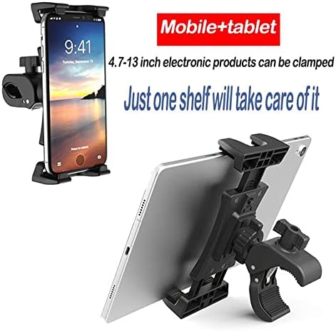 Versatile Tablet Stand & Bike Phone Holder for Indoor Gym – Universal Mount for Treadmills, Spinning Bikes, and Microphones – Compatible with i Pad Pro, i Pad Mini/Air & Smartphones (4.7″-12.9″) – Enhance Your Workout Experience with Adjustable Viewing Angles and Secure Stability