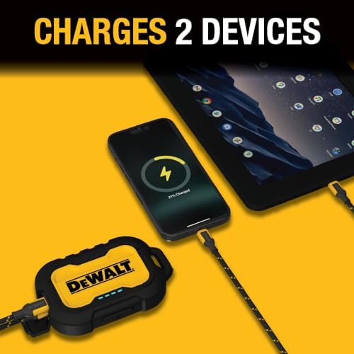 DEWALT 10,000 m Ah Heavy Duty Portable Charger: Fast USB-C Power Bank for i Phone 16/15/14/13 & Samsung Galaxy – Ultimate Durability & Enhanced Charging Speed for On-the-Go Lifestyle