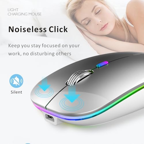 Uiosmuph G12 Slim Rechargeable LED Wireless Silent Mouse – Ultra-Portable USB Optical Computer Accessory with Type C Adapter for Seamless Compatibility and Noise-Free Operation in Blackish Green