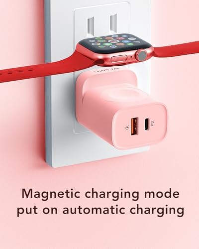 VRURC Portable Wireless Magnetic Charger for Apple Watch – 3-in-1 Travel Essential with PD 20 W Fast Charging, Compatible with i Phone 16/15/14/13 & Android Devices – Lightweight Design in Stylish Purple for Ultimate Convenience