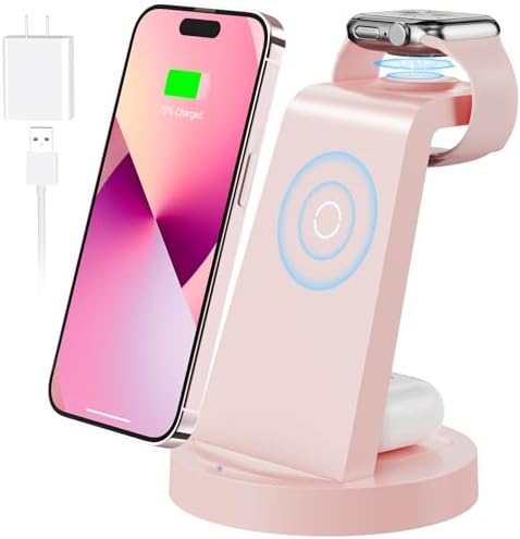 All-in-One 3-in-1 Wireless Charging Station for Apple Devices – Fast Charger Dock for i Phone 11-16 Pro Max, Apple Watch & Air Pods – Sleek, Compact Design with Enhanced Compatibility and Speed for Effortless Power Management