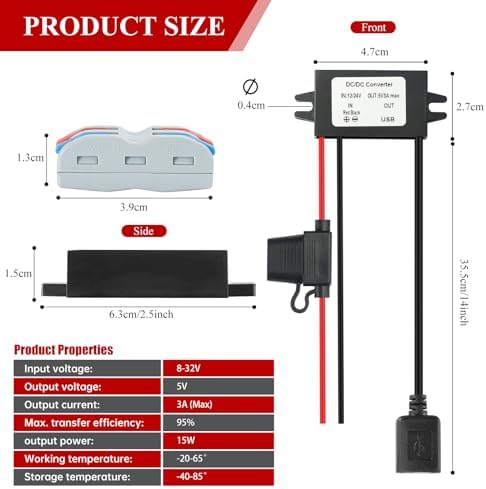 Rugged IP67 Waterproof USB Charging Hub – High-Efficiency DC-DC Converter for Trucks, Off-Grid Solar Systems, and Marine Use – 10-90 V to 5 V 3 A (15 W) Power Supply for Extreme Conditions – Durable, Dustproof, and Shock-Resistant for Reliable Charging Anytime, Anywhere