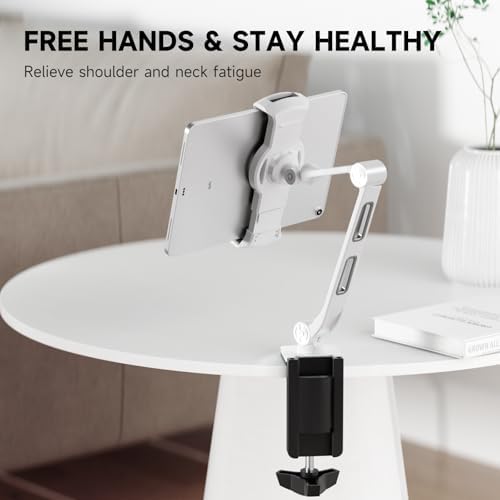 Suptek Adjustable Aluminum Alloy Cell Phone Desk Mount Stand – Versatile 360° Rotating Holder for i Pad, i Phone, Samsung & Asus (4.7-11 inches) – Perfect for Home, Office, or Kitchen Use – Unmatched Stability & Comfort for Daily Tasks