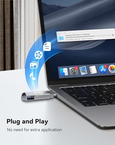 256 GB Lightning & USB-C Flash Drive for i Phone/i Pad – Ultra-Fast USB 3.0 Memory Stick for Effortless Photo & Video Backup – Plug & Play External Storage Solution (Sleek Silver Design) – Perfect for Seamless Data Management and Expansive Memory Needs