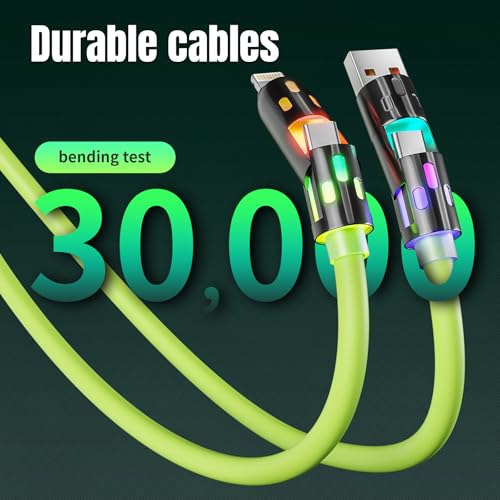 Revolutionary 240 W USB C to Lightning Multi-Charging Cable – 5 FT 4-in-1 Design with Integrated LED Indicator for i Phone 16/15/14/13, Laptops, and More – Ultimate Fast Charging Solution with Enhanced Compatibility for All Devices