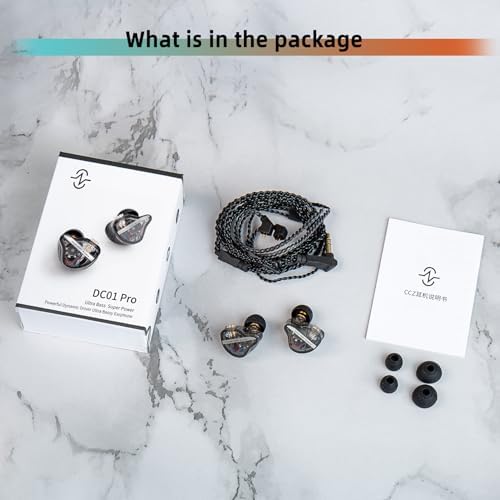CCZ DC01 Pro Wired In-Ear Monitor Headphones – Premium Gaming Earbuds with Patent-Pending Comfort-Fit Ear Fins – Exceptional Sound Quality for Gamers and Musicians – Versatile Compatibility for All Devices – Sleek Black Design for Style and Performance