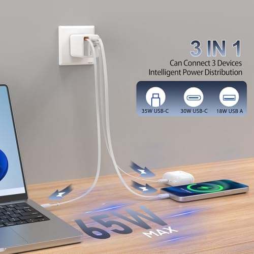 Advanced 65 W Retractable USB-C Charger with Foldable Plug – High-Efficiency Fast Charging Block Featuring PD30 W & QC18 W for i Phone, Galaxy, LG, Pixel, Tablets – Compact, Travel-Friendly Design for Ultimate Convenience and Optimal Power Delivery