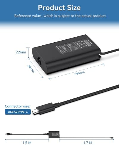 Premium 65 W USB-C Charger for Dell Inspiron 14 & 16 2-in-1 Laptops – Superior Power Delivery & Enhanced Safety Features for Models 7620, 7635, 7486, 7435 & More – Reliable AC Power Adapter with Built-In Protection & Fast Charging Capabilities – Ideal for Home, Office, and Travel Use