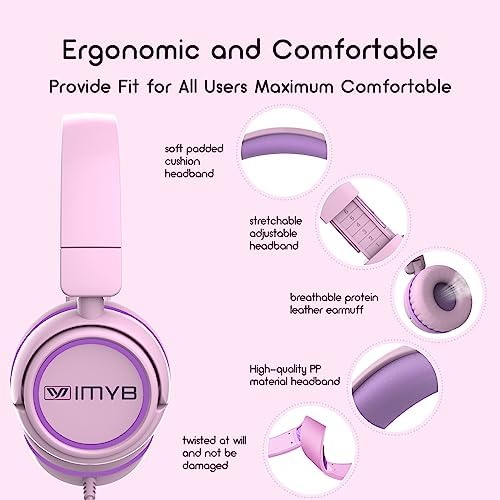 Ultimate Comfort V1 Kids Wired Stereo Headphones – Adjustable, Foldable, and Tangle-Free On-Ear Design in Vibrant Pink – Perfect for School, Travel, and Leisure with i Pads, Tablets, and Phones – Engaging Sound Experience Designed for Young Listeners – Ideal for Boys and Girls