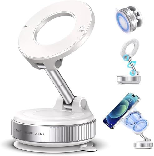 2026 Premium 360° Magnetic Phone Mount – Ultra-Strong Suction Cup Holder for i Phone & Android – Sleek Mag Safe-Compatible Design for Secure Hands-Free Navigation in Vehicles & Gyms – Elevate Your Mobile Experience with Unmatched Stability and Versatility