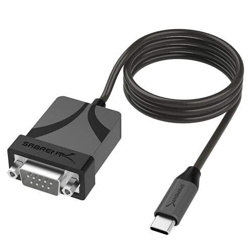 SABRENT USB-C to DB9 Serial RS-232 Adapter Cable (3 FT) – High-Speed Prolific PL2303 Chipset for Seamless POS, Modem, GPS, and Industrial Device Connectivity – Versatile USB 2.0 Solution for Legacy Device Integration with 1 bps to 12 Mbps Baud Rate – Durable, Portable, and Easy to Use