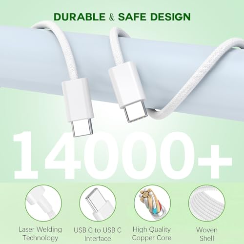 i Phone 16 & 15 Fast Charge Trio: 20 W USB-C Wall Chargers & 10 FT Woven Cables for Ultimate Device Compatibility – Ideal for i Pad Pro, Air Pods, and More – Efficient, Durable, and Perfect for Home or Travel Charging Solutions
