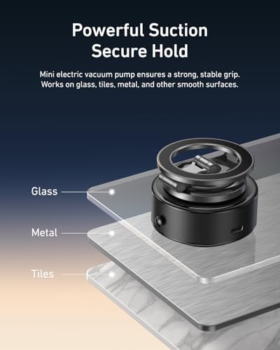 TELESIN Electric Magsafe Car Mount Vacuum Magnetic Car Phone Holder 105N 360° Reinforced Adjustable Swivel Lock, Suction Cup Phone Mount for Your Car/Gym/Mirror/iPhone & Android – Enhanced Compatibility and Speed