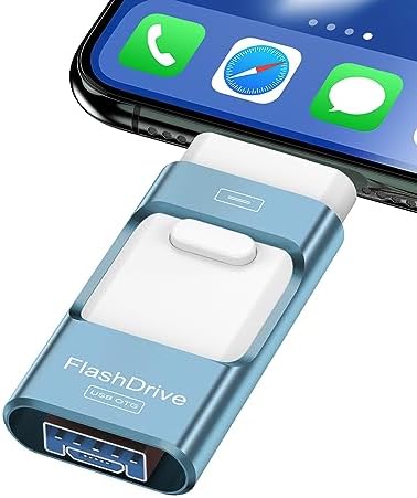 256 GB i Phone Photo Stick – High-Speed USB Flash Drive for Effortless Data Transfer & External Storage for i Phone/i Pad/PC (Sleek Blue Design) – Expand Your Memory with Style and Reliability