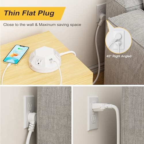 Advanced Power Strip Tower with Surge Protection, 20 W USB-C Charging Ports, 4 AC Outlets, and 4 USB Ports – 6.56 FT Extension Cord for Optimal Connectivity in Home Office, Bedroom, and Living Spaces – Compact Design for Space-Saving Efficiency and Enhanced Device Safety