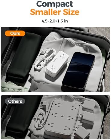 TESSAN 5 FT Flat Plug Extension Cord with 4 AC Outlets, 1 USB-C & 2 USB-A Ports – 900 Joules Surge Protector Power Strip for Home Office & Dorm Room – Maximize Charging Efficiency & Space Savings with Versatile Power Accessory