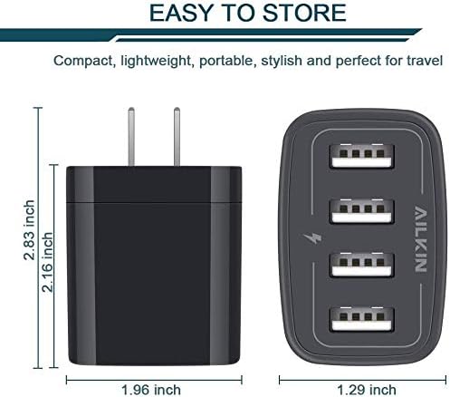 AILKIN 4.8 A Multi-Port USB Wall Charger – Ultimate Fast Charging Station for i Phone 15/14/SE/13/12/11 Pro Max & Samsung S23/S22 – Compact Power Hub with Built-in Safety Features for Home, Office & Travel