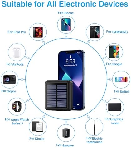 High-Capacity 12000 m Ah Solar Power Bank with Built-in Cables and Dual Flashlight – Ultimate Portable Charger for i Phone, Tablets, and Samsung Devices – Eco-Friendly Solar Charger for Outdoor Adventures and Emergency Use