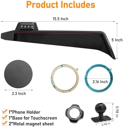 Magnetic Phone Holder Mount for Mazda CX5 (2021-2024) – 360° Rotating Anti-Shake Cradle with Built-in Organizer for 10.25″ Touchscreen – Sleek Black Design for Optimal Accessibility and Safety