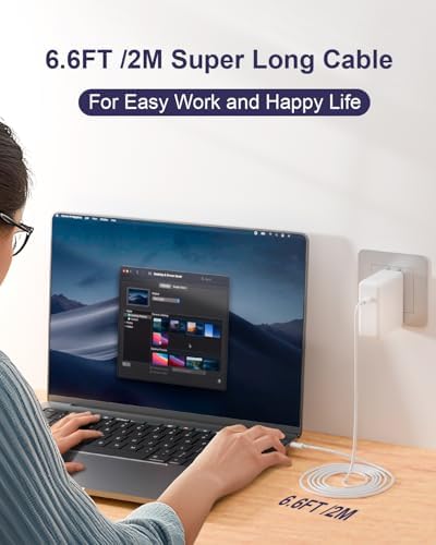 70 W Ga N USB-C Fast Charger for Mac Book Air & Pro – Compact, Foldable Power Adapter with 6.6 ft Cable for M1, M2, M3 Laptops – Universal Compatibility, Enhanced Charging Speed & Safety Features for All Devices