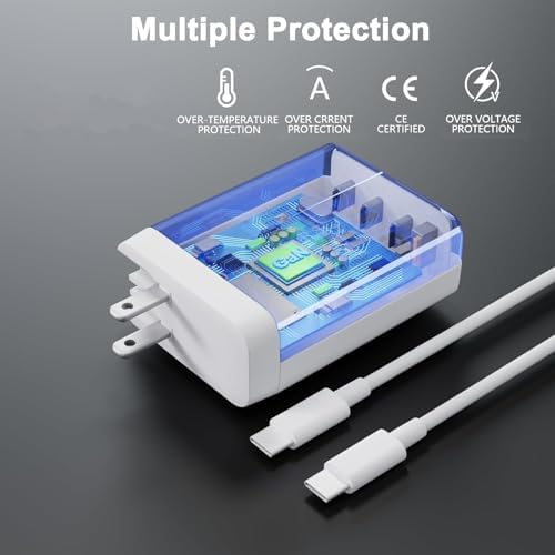 Ultra-Fast 100 W Ga N USB-C Charger for Laptops – Versatile Charging Hub with 4 Ports for HP, Lenovo, ASUS, Mac Book Pro, i Pad Pro, and More – Innovative Power Delivery PD 3.0 Technology for Rapid Device Compatibility – 5 ft AC Cable Included – Safe and Efficient Charging with Advanced Protection Features