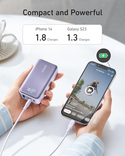 Anker Nano 10,000 m Ah Portable Charger – Ultra-Compact Power Bank with Integrated USB-C Cable for Fast Charging – 30 W Output for i Phone 16/15, Mac Book, Galaxy, Air Pods, and More – Eco-Friendly Design for On-the-Go Professionals