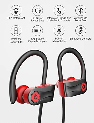 Otium Wireless Bluetooth Earbuds – IPX7 Waterproof Sports Headphones with 15-Hour Playtime for Gym & Running – Superior Sound Isolation & Ergonomic Comfort for Active Lifestyles – Seamless Device Compatibility – Black