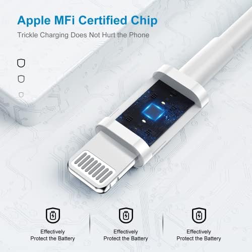 Ultimate 20 W Fast Charging Solution: Apple Certified 6 ft USB-C to Lightning Cable with High-Speed Charger Block – Ideal for i Phone 14 Pro Max, 13 Plus, 12 Mini, 11 & i Pad – Convenient 2-Pack for Home and On-the-Go Use
