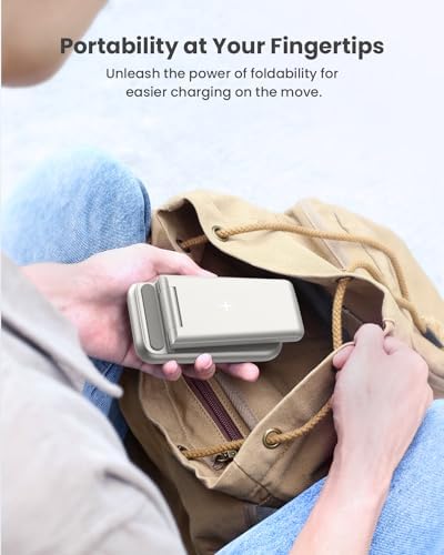 GEEKERA 3-in-1 Foldable Wireless Charging Station for Apple Devices – Fast Charge Your i Phone 16/15/14/13/12/11 Pro Max, Apple Watch Ultra/10/9/SE/8/7/6/5 & Air Pods Pro/4/3/2 with Travel-Friendly Design – Ultimate Multi-Device Charging Solution for Home & On-the-Go Efficiency