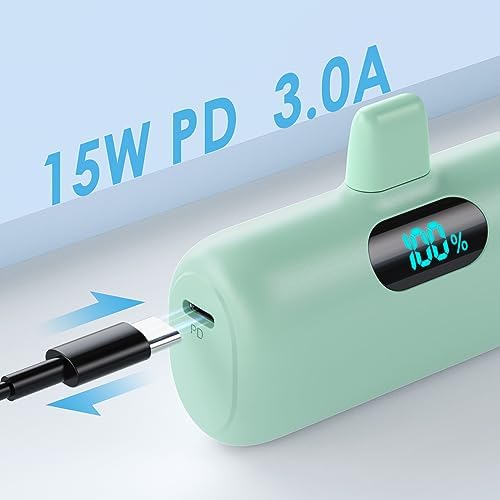 Compact Pink Portable Charger for i Phone – 5000 m Ah PD Fast Charging Power Bank, Lightweight Mini Battery Pack Compatible with i Phone 14/14 Pro Max/13/13 Pro/12 Pro/11/XS/XR/X/8/7/6 – Stylish and Versatile Backup Solution for On-the-Go Power