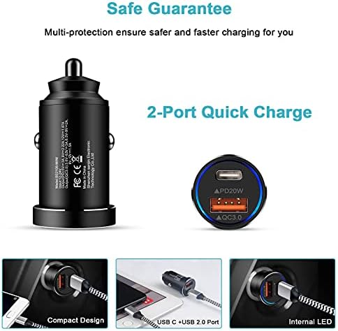 Vifigen 38 W Ultra-Fast USB C Car Charger – Dual Port Adaptive Charging for i Phone, Samsung, Google Pixel | Compact & Portable Car Adapter with Advanced Safety Features for Maximum Device Compatibility