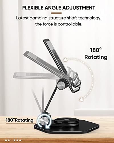 Premium 360° Swivel Tablet Stand for Desk – Adjustable Aluminum i Pad Holder with Rotating Base, Foldable Design for i Pad Pro (12.9/11/10.5/9.7) & All Tablets – Ultimate Comfort & Versatility in Grey Color