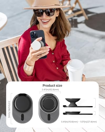 Maximize Your Smartphone Utility with the Sinjimoru Mag Safe-Compatible Phone Grip Stand – 3000 G Kickstand for i Phone 12 to 16, Includes Adaptor Ring for Effortless Hands-Free Use, Stylish Clear Black Design for Modern Aesthetics