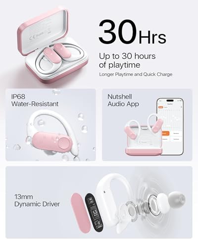 Maximize Your Fitness Journey with NS18 Wireless Earbuds – 12-Hour Playtime, Sweatproof Design, Tailored Sound via Custom App, and Robust 13 mm Bass Drivers for Deep Audio Experience, Featuring Bluetooth 5.3 for Seamless Connectivity (Black) – Ideal for Active Lifestyles and Audiophile Enthusiasts