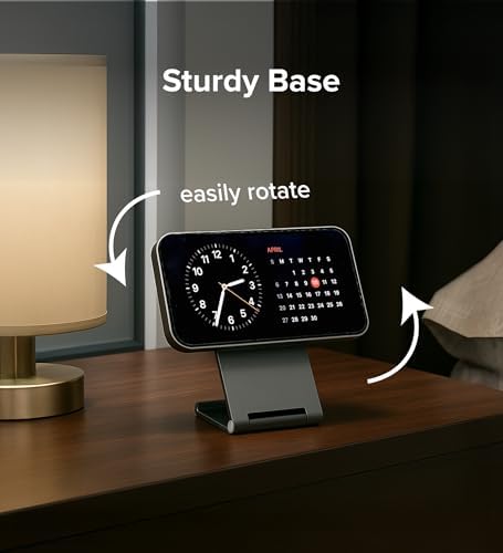 Infina Core Magnetic Wireless Charger Stand for Apple Devices – Qi2 Certified 15 W Fast Charging Dock for i Phone and Air Pods – Sleek, Durable Bedside Charging Station with Magnetic Alignment and Seamless Mag Safe Compatibility – Organize Your Tech Effortlessly