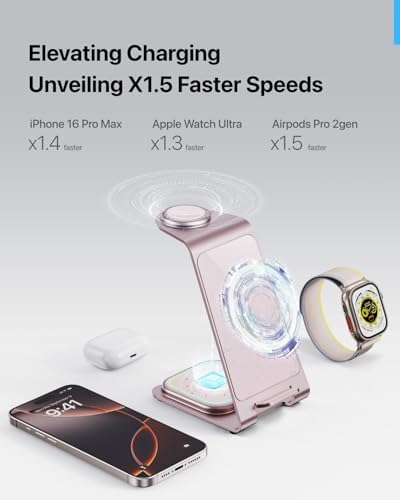 Intoval 3-in-1 Wireless Charging Station: Sleek Fast Charger for i Phone 16/15/14/13/12/11/X Pro Max, Apple Watch 10 Ultra/3 SE/9/8/7/6/5/4/3/2, and Air Pods Pro/4/Pro 2/3 – Ultimate Compatibility and Efficient Power Management in Stylish Silver Finish