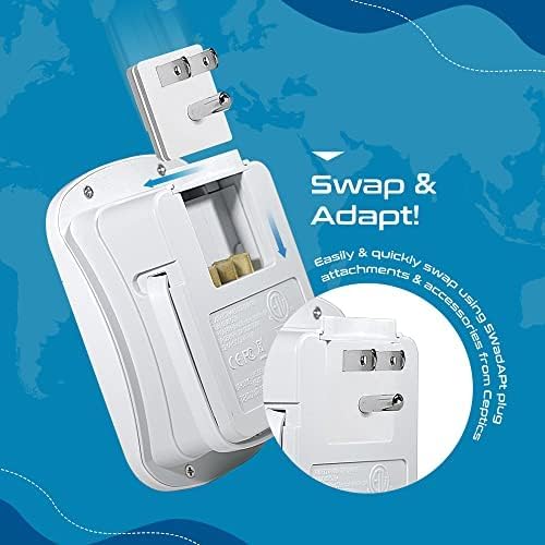 Global Travel Power Adapter – Ceptics 6-in-1 Charger with Dual USB-A & Triple USB-C Ports for Lightning-Fast Charging – Universal Compatibility for USA, EU, UK & AUS Electronics – Ideal for Smartphones, Laptops & Cameras – UP-30 KU-BL for Efficient Multi-Device Charging Solutions