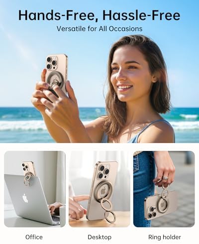 Syncwire Magnetic Phone Ring Holder – Titanium Alloy Kickstand for i Phone 12-16 Pro Max & Compatible Android Devices – Ergonomic Design, Enhanced Mag Safe Stability, Lightweight Grip for Ultimate Hands-Free Convenience