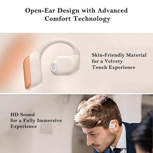 Unleash Your Audio Adventure with Open Ear Wireless Bluetooth Earbuds – 28 Hours of Playtime, Ultra-Lightweight Design, and Immersive Stereo Sound for Active Lifestyles, IPX5 Sweat-Resistant Technology, Enhanced Device Compatibility, and Quick Charge Case for Effortless Listening