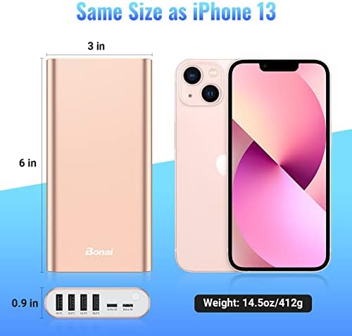 Ultimate BONAI 20000 m Ah Portable Power Bank – Sleek Aluminum Polymer Charger with 4 USB Outputs & Dual Input for Rapid Recharging – Ideal for Camping, Travel, and Daily Use – Universal Compatibility with i Phone, i Pad, Smartphones, and Tablets – Stay Charged Anywhere