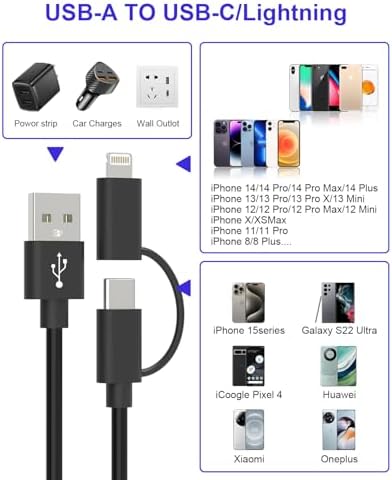 Vibrant Pink Retractable 2-in-1 Charging Cable for Carplay & Android Auto – MFi Certified Lightning and USB-C Fast Charger, 3 A Data Sync Coiled Cord for Ultimate Portability and Style