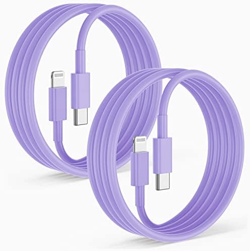 Blue Fast Charger Cable 2-Pack – 6 ft USB Type C to Lightning for i Phone 14/13/12 Pro Max, MFi Certified Charging Cord for Enhanced Speed & Compatibility – Durable Design for Everyday Use