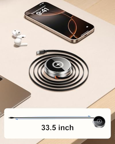 Revolutionary 2-in-1 Retractable Mag Safe Charger for i Phone 15/16 Pro – Ultimate Magnetic Wireless Charging Station for Air Pods & Apple Watch, Compact Travel Design, Fast Charging, Sleek Silver Finish, Enhanced Compatibility for Apple Devices