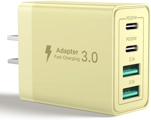 Aioneus 40 W USB C Fast Charging Block – 4-Port Dual PD & QC Wall Charger for i Phone 11-16, i Pad & Samsung Devices – Compact, High-Performance Power Adapter with Enhanced Safety Features for Home & Travel