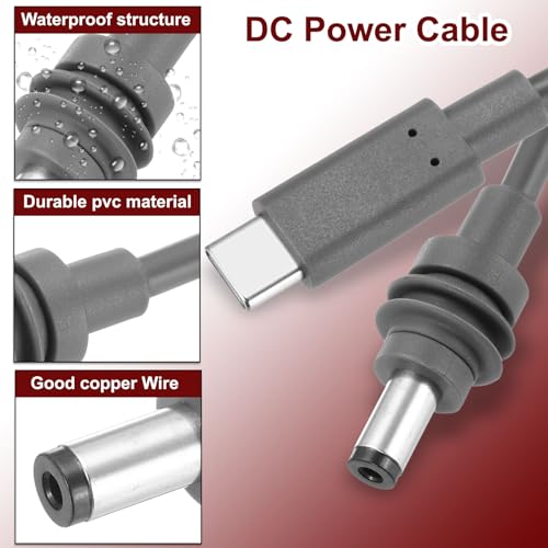 MECCANIXITY 10 FT USB C to DC Fast Charging Cable – 100 W Power Delivery for 5.5 mm x 2.1 mm Devices, Waterproof & Durable Outdoor Extension Cord – Enhanced Compatibility for Laptops, Monitors & More, Sleek Grey Design for Modern Use